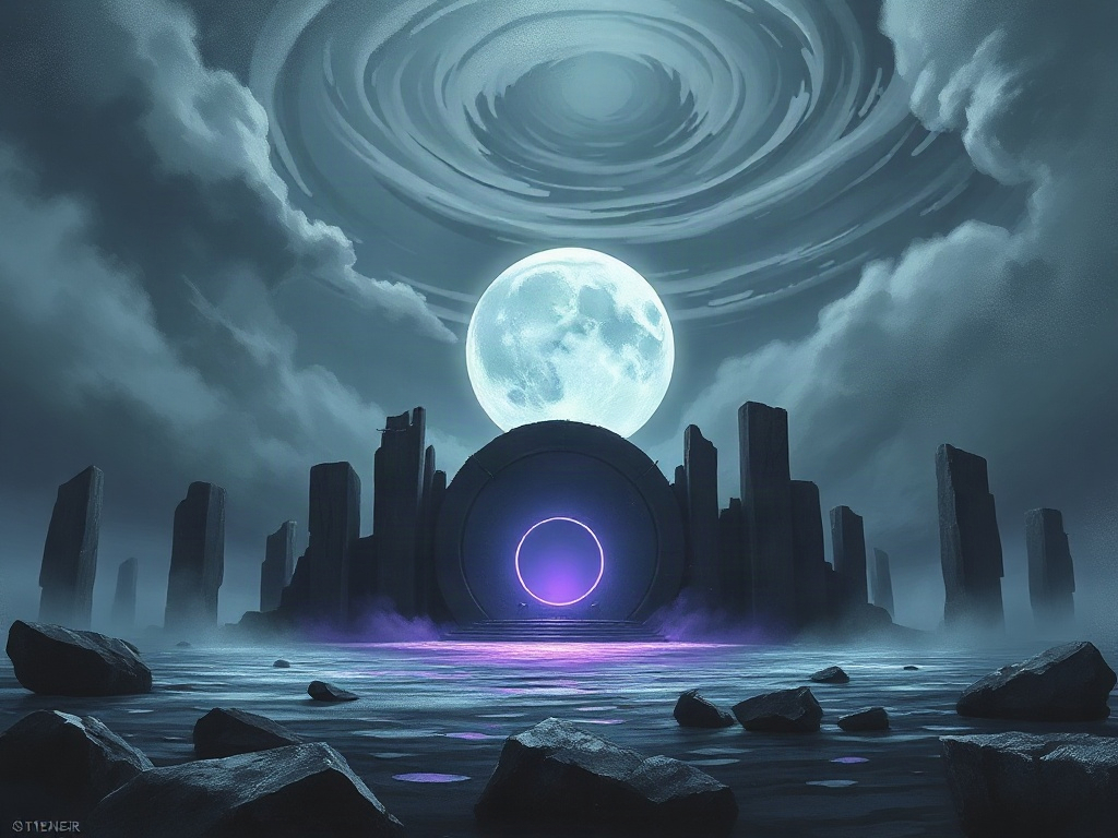Portal above a golden chasm
